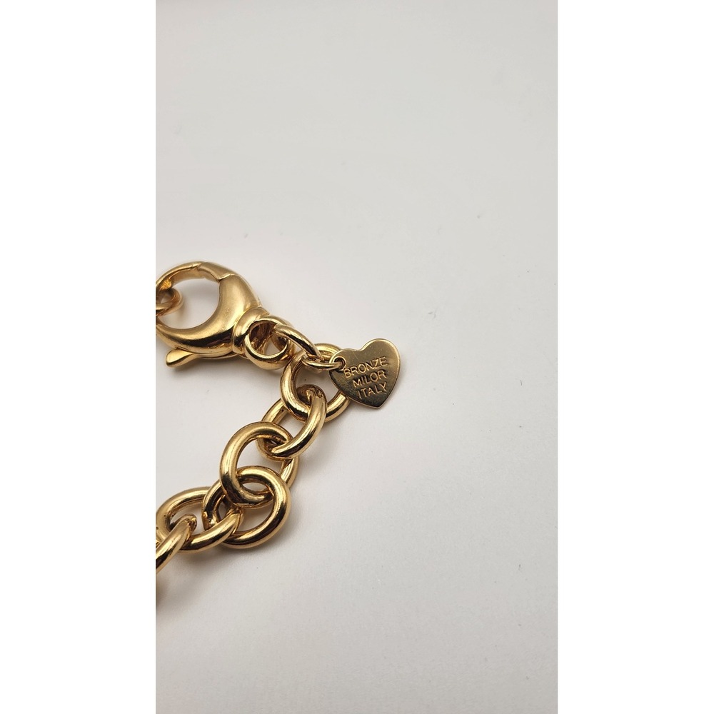Bronzo Italia Milor Gold Tone Bronze Rolo Chain Bracelet 8 Inch Made in Italy - Picture 3 of 6